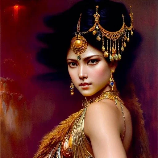 Drawing of beautiful face, Female ancient warrior,sweet stare, ancient metal armor, balanciaga fashion clothe painting by gaston bussiere, greg rutkowski, yoji shinkawa, yoshitaka amano, tsutomu nihei, donato giancola, tim hildebrandt, ink and pencil on canvas, cinematic composition, extreme detail,fit full head inside picture,16k