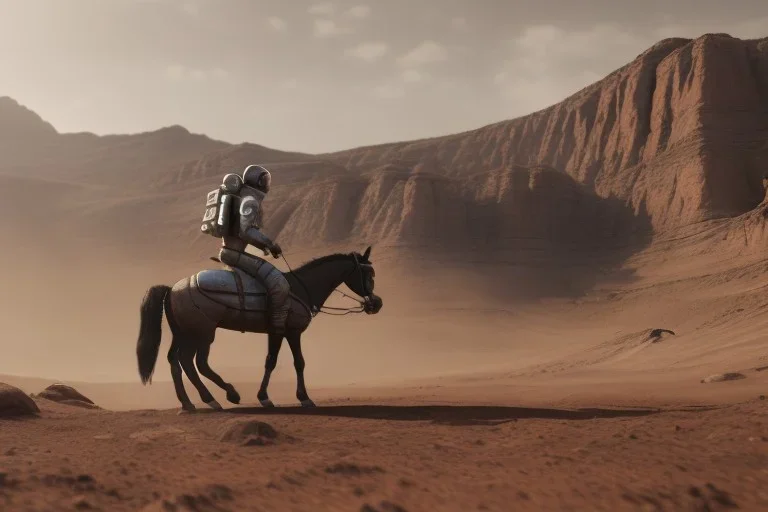 Riding horse astronaut mars unreal engine 5, octan render , cinematic view