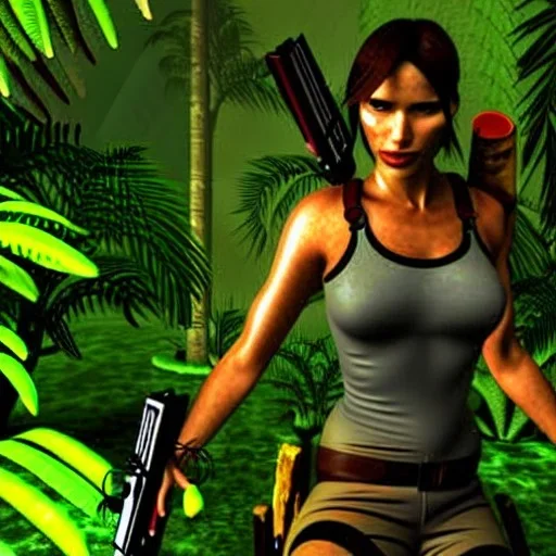 lara croft in the sweltering jungle