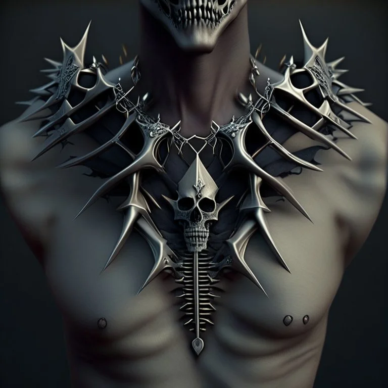 chest spikes bones neckless