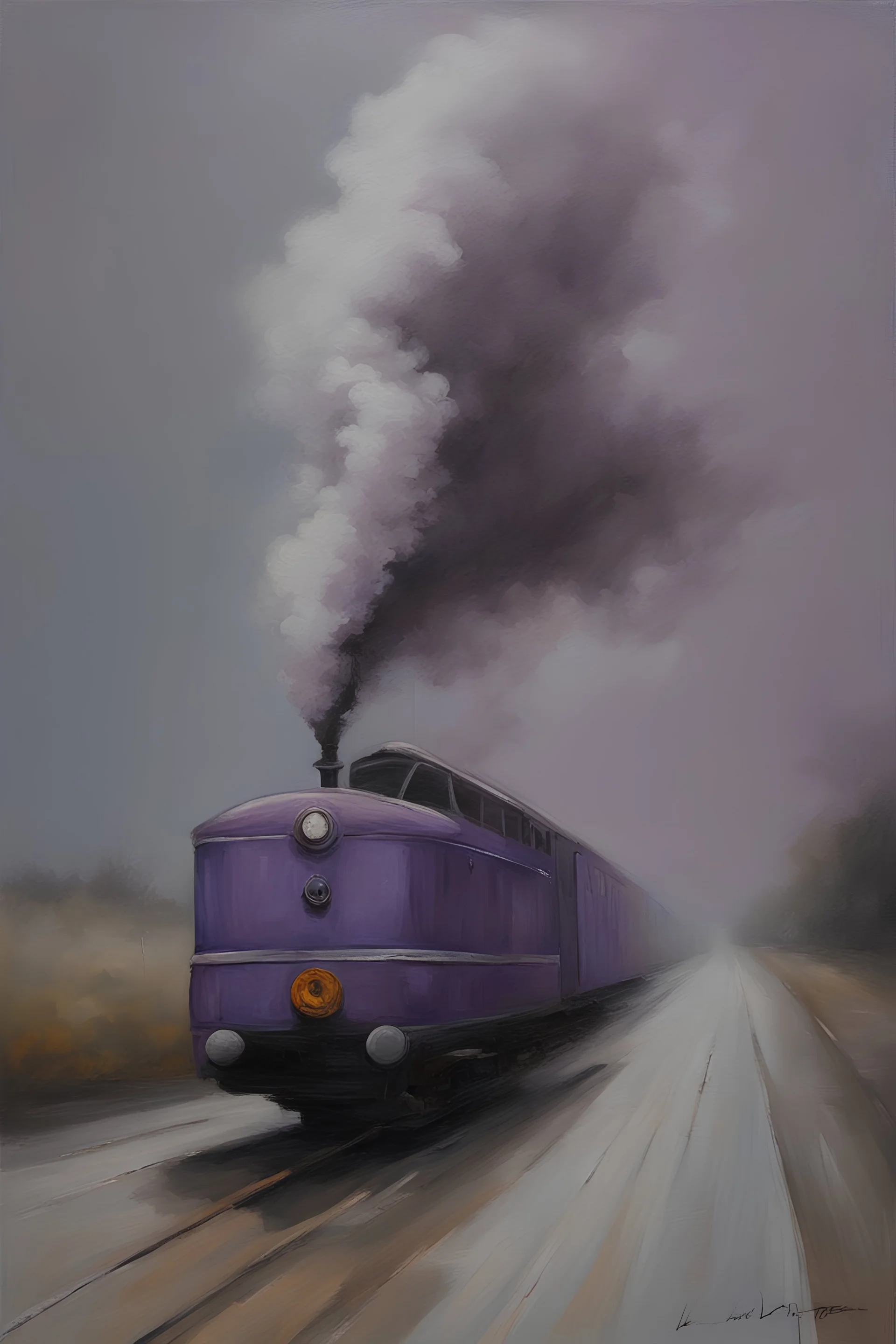 Portrait of Les Terr - oil painting by Anne Dee - fog, mist, clouds and purple rain