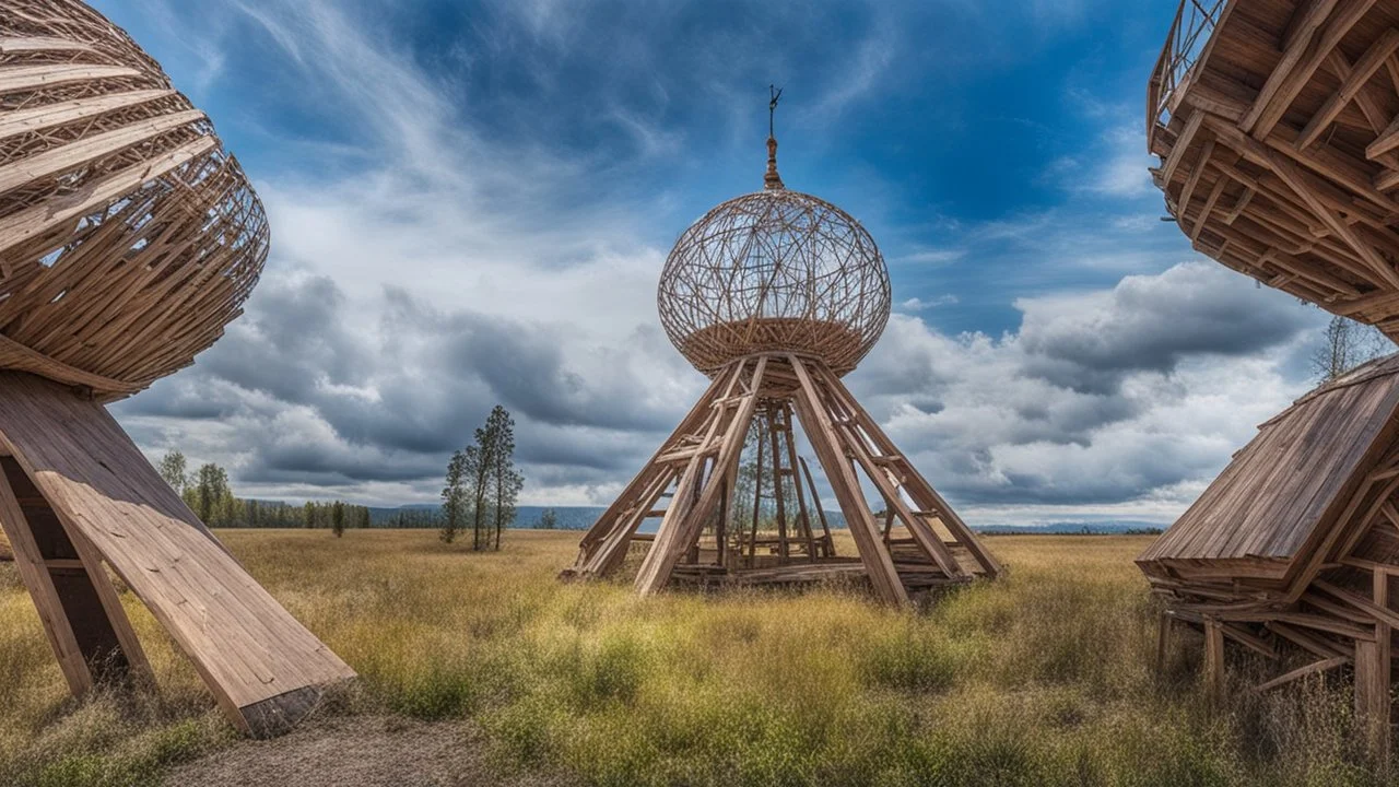 Andrey-Ilyin, strange attractive composite wooden structures, superb craftmanship, well-made, perfect construction, beautiful composition, award-winning photograph, astonishing realism