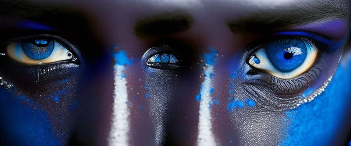 Extreme closeups of Wolof people. Their eyes glow with gemstone colors and reflect Cobalt Infinity, –v6