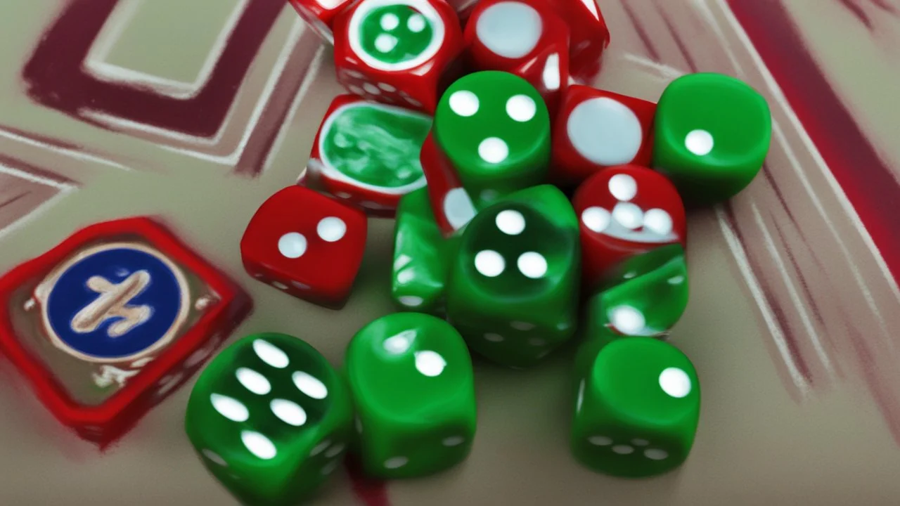 dice on a green table