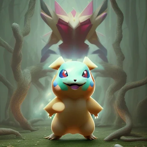 Mystery pokemon,Ambiance dramatique, hyperrealisme, 8k, high quality, lot of details, fit within portrait