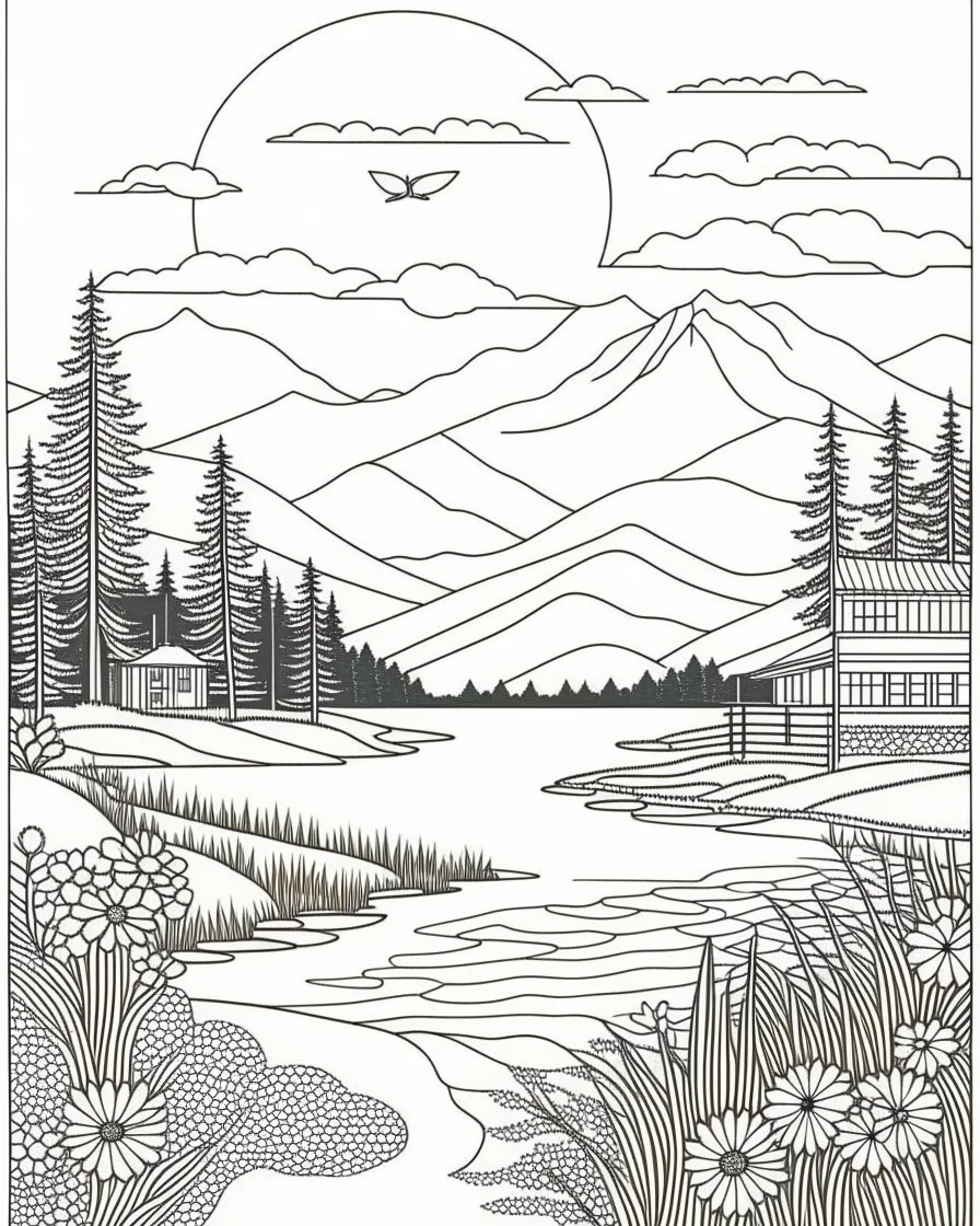 Coloring pages: Discover true tranquility with the Calmness and Relaxing Landscapes Inner Peace Coloring Book. Unwind and relax with 60 stress-relieving designs. Start coloring today!