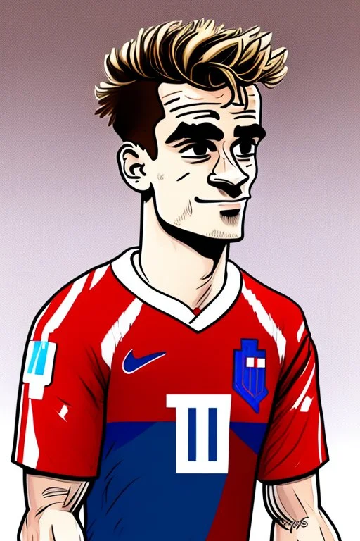 Antoine Griezmann French football player ,cartoon 2d