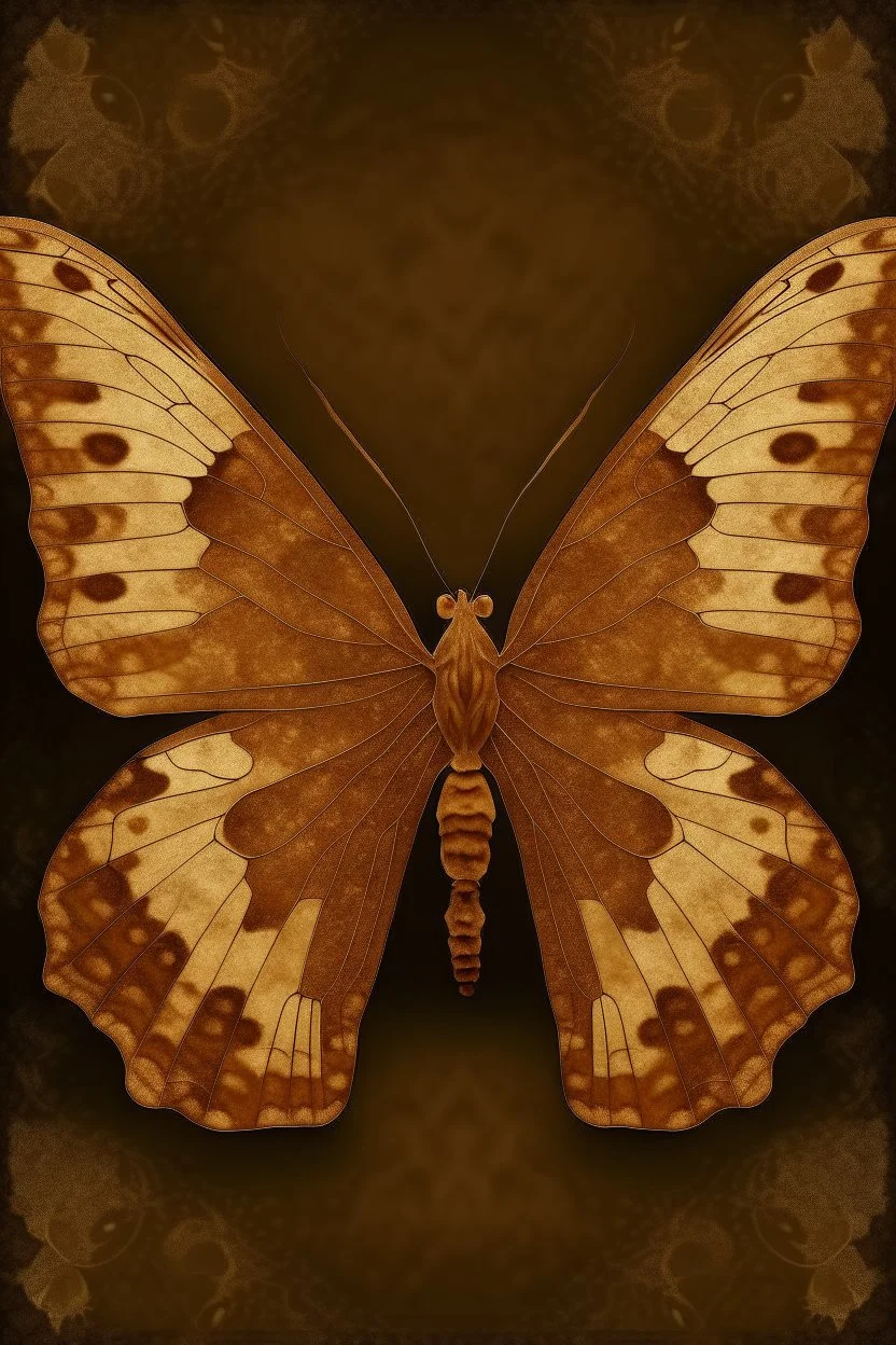 The cover of an album song in the shape of a light brown butterfly