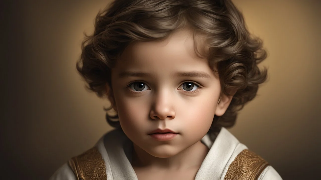 Thoughtful calm 3-year-old boy, confident, peaceful, aware, intelligent, showing his head and upper body, Jewish, perfect eyes, perfect anatomy, exquisite composition, beautiful detailed intricate detailed octane render, 8k artistic photography, photorealistic, soft natural volumetric cinematic perfect light, chiaroscuro, award-winning photograph, masterpiece, raphael, caravaggio, bouguereau