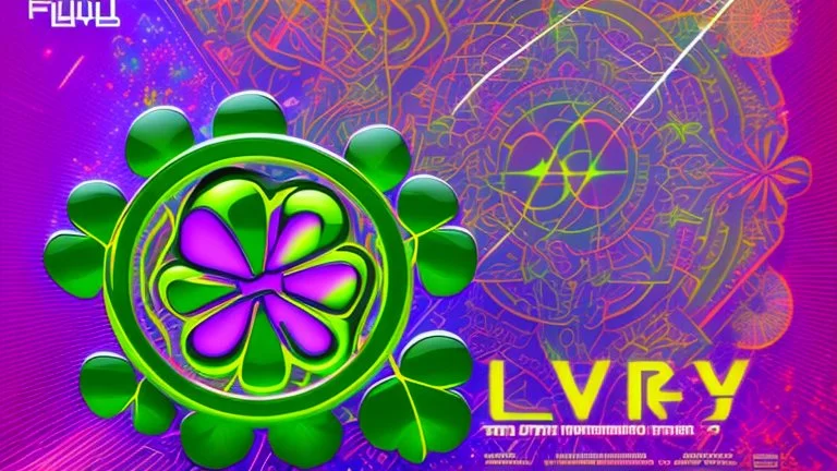 rave poster with Four-leaf clover and laser