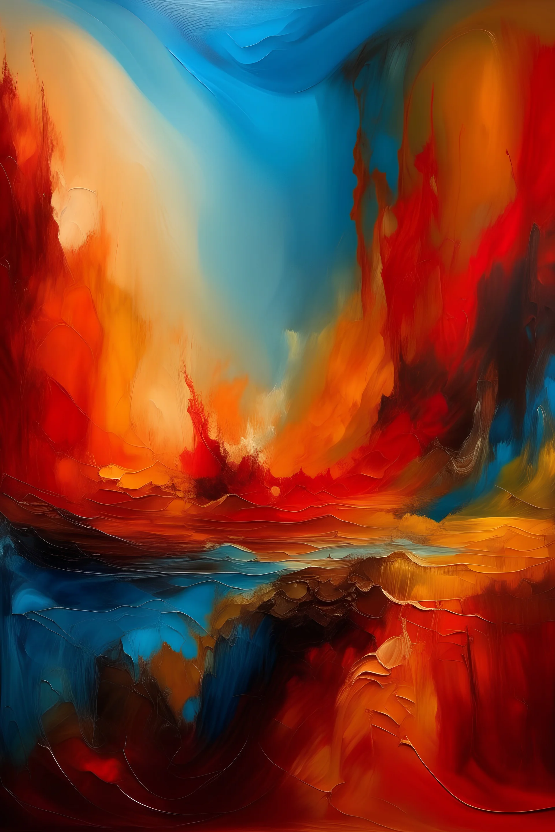 An abstract painting conveying the difference between heat and temperature