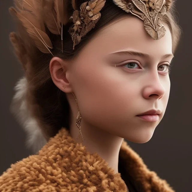  Greta Thunberg portrait rusty metal, feathers, Dryad, fae, sidhe, ominous, nature, plants, wildflower, facepaint, dnd character portrait, intricate, oil on canvas, masterpiece, expert, insanely detailed, 4k resolution, retroanime style, cute big circular reflective eyes, cinematic smooth, intricate detail , soft smooth lighting, soft pastel colors, painted Renaissance style