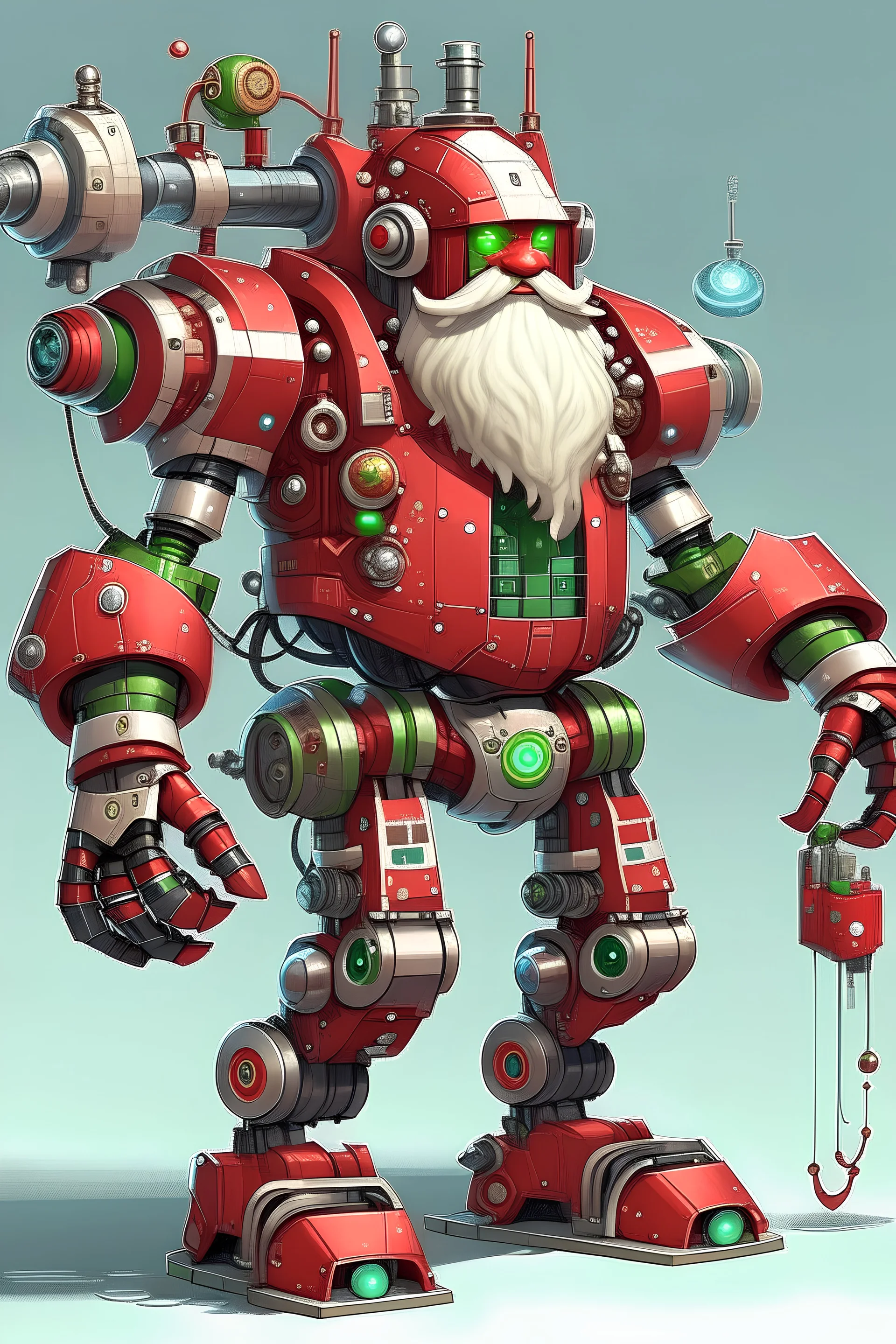 Robot Santa mech suit operated by elves