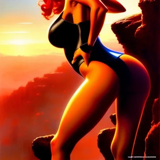 Drawing of beautiful face,'beautiful booty,Busty fit Helen Parr-The Incredibles',intense stare, ancient skintight armor, balanciaga fashion clothe painting by gaston bussiere, greg rutkowski, yoji shinkawa, yoshitaka amano, tsutomu nihei, donato giancola, tim hildebrandt, Oil on canvas, cinematic composition, extreme detail,fit full head inside picture,16k