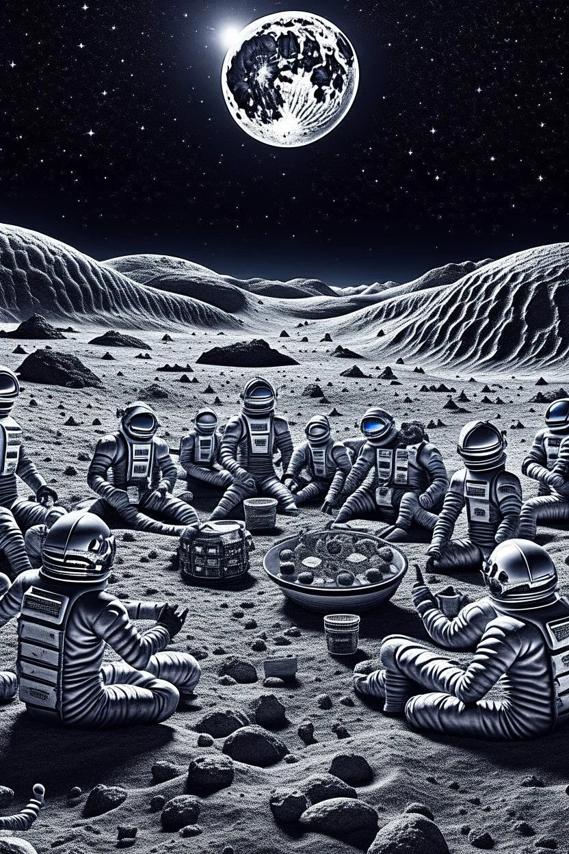 techno rave party on the moon