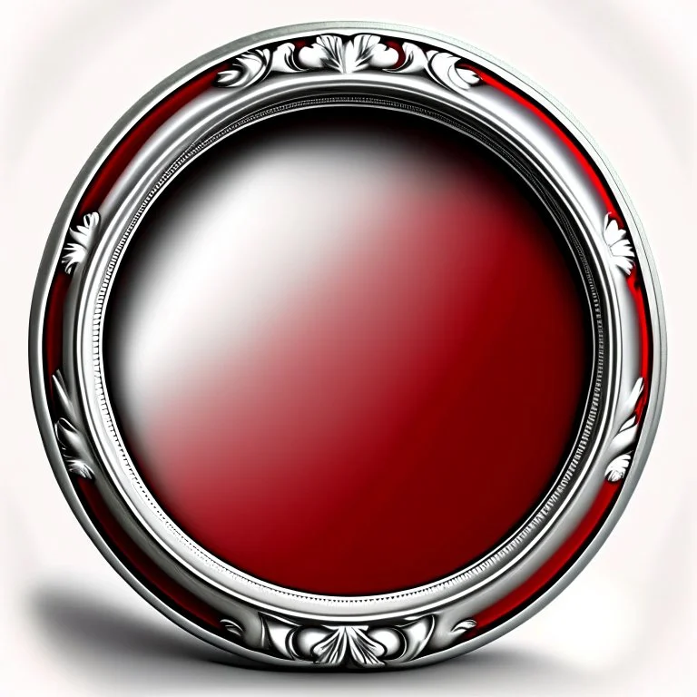 round silver frame with red