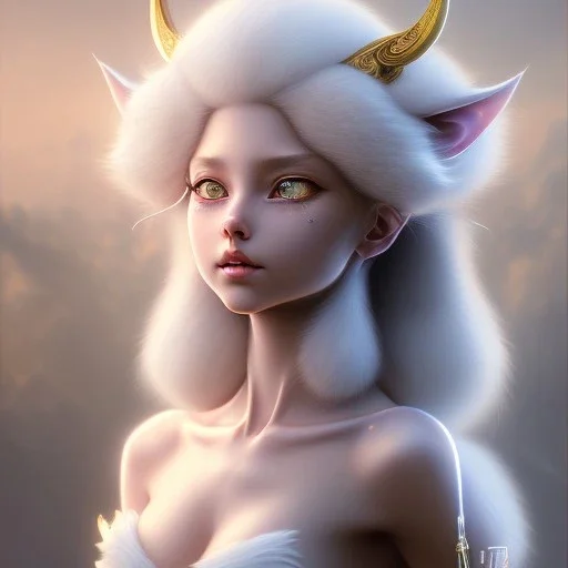  A beautiful portrait of Neferpitou | Hunter x Hunter catgirl cat ears, sinister smile digital art by Eugene de Blaas and Ross Tran, vibrant color scheme, highly detailed, in the style of romanticism, cinematic, artstation best quality, realistic lighting, masterpiece portrait, details light dusting , cowboy shot from above, simple chain hauberk Vector art digital illustration 3D shading