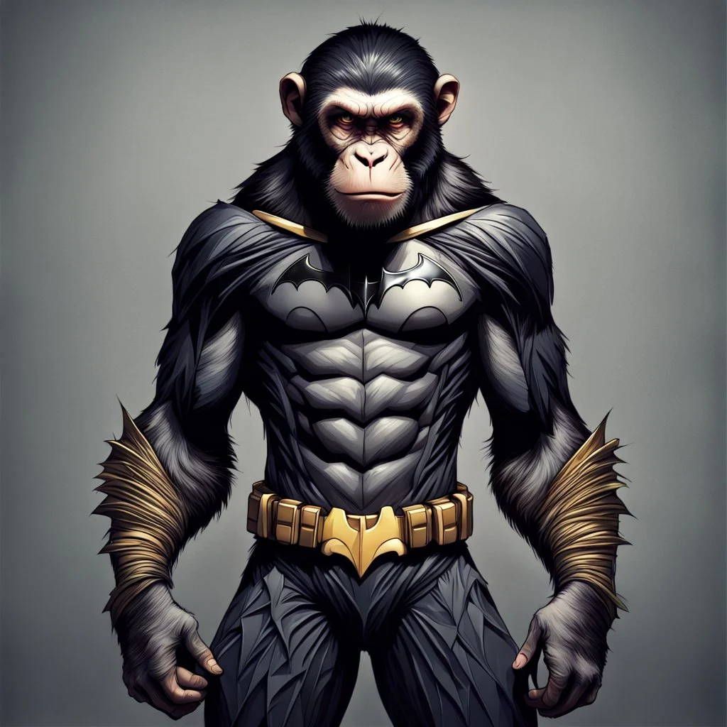 Fhoto full body, reality, Raw, animal monkey costum batman, digital art, with text "addie", intricate details, powerful composition, captivating, , trending on artstation, sharp focus, studio photo, intricate details, highly detailed, by addie_digi