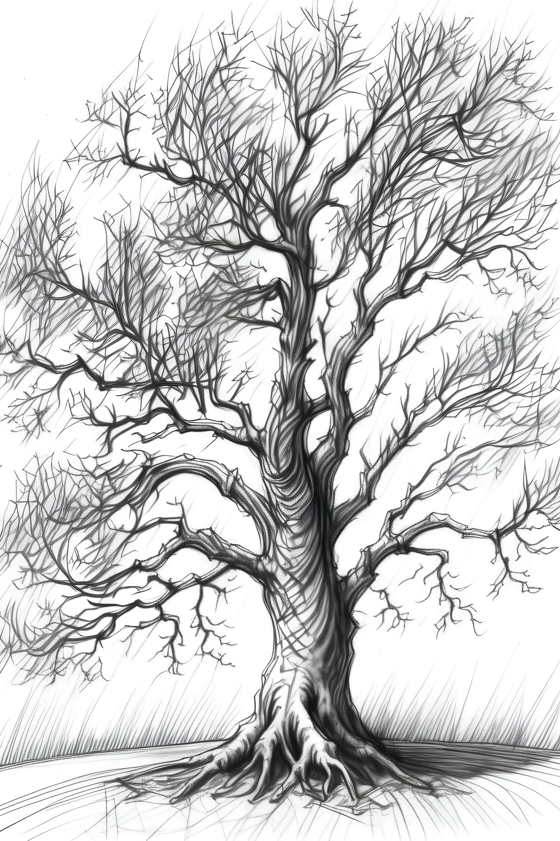 boceto a lápiz de un árbol