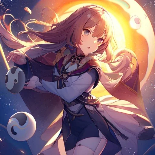 anime, ying and yang symbol, sun and moon, teeter totter