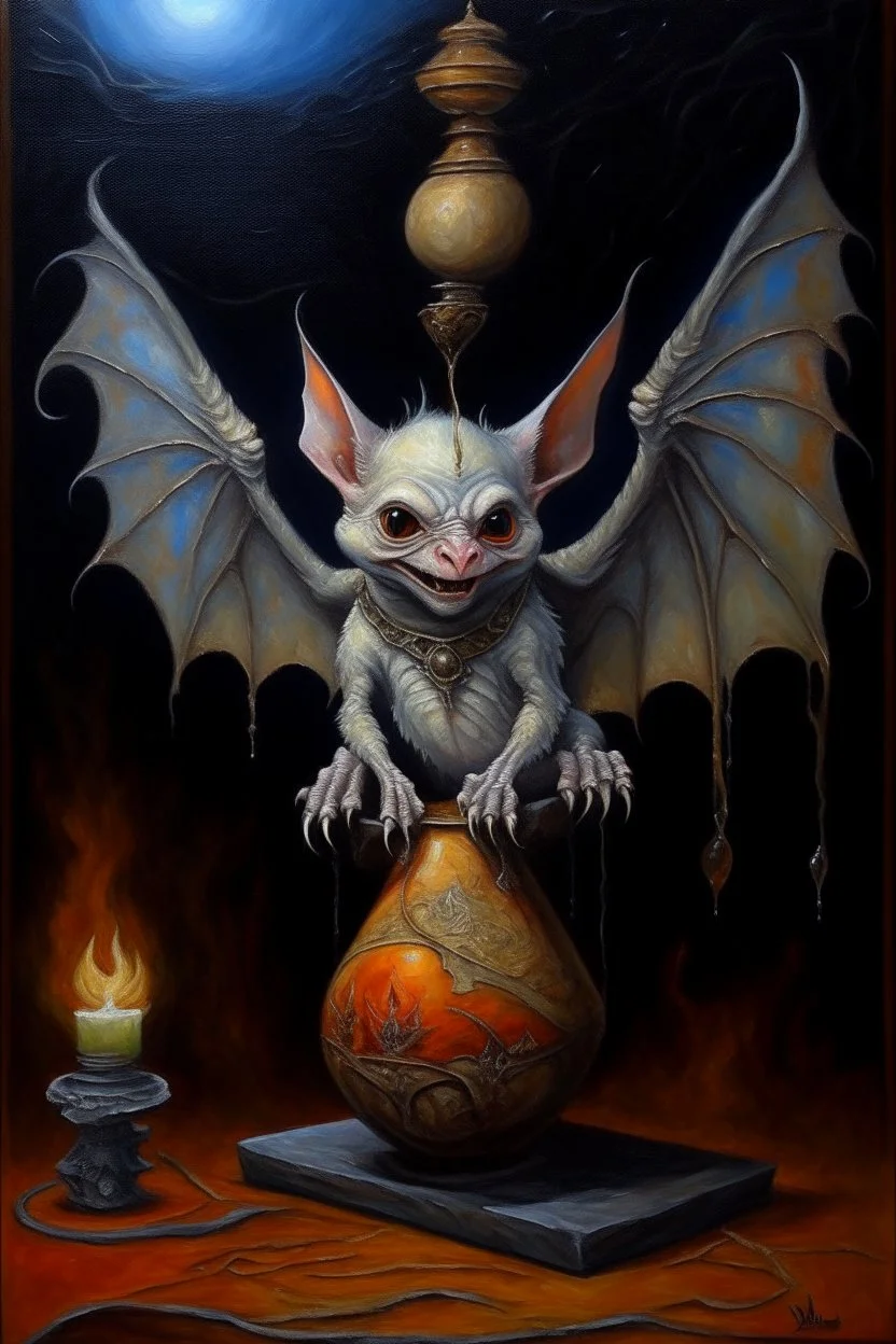 Living king elf kettle bat, prize winning oil painting