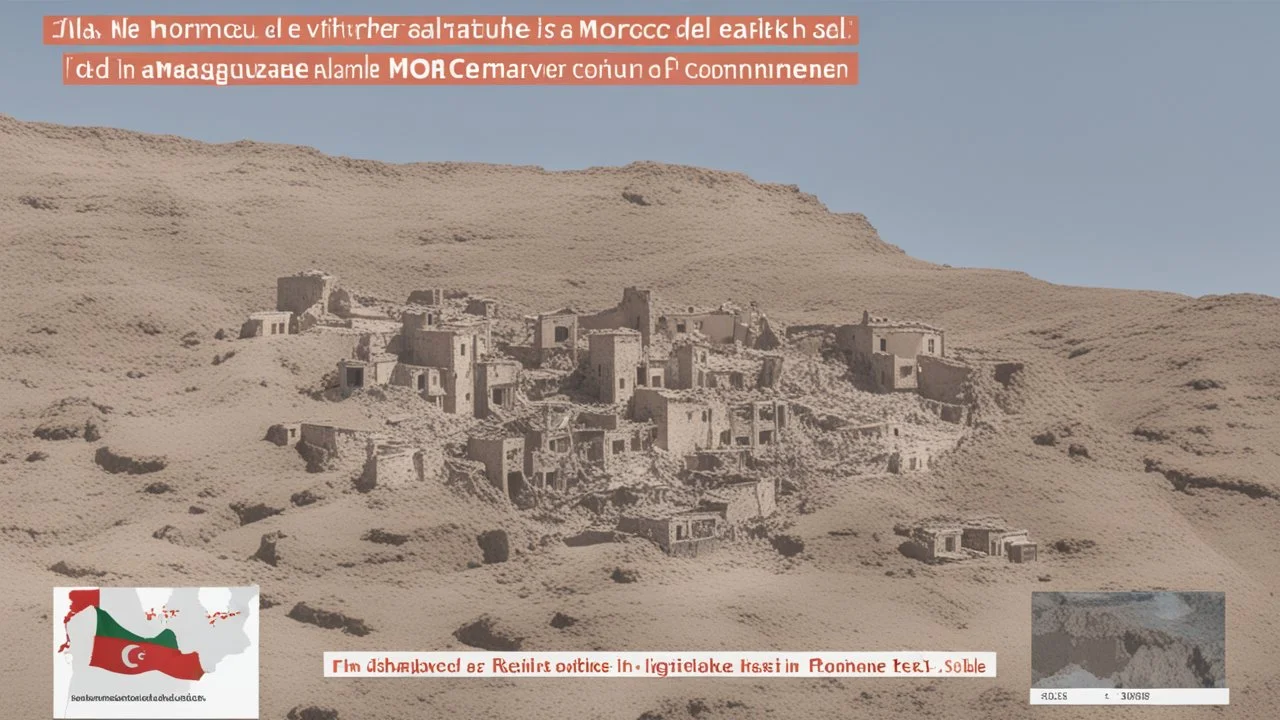 The thumbnail is about the earthquake that struck the Kingdom of Morocco and its impact on the residents and affected areas. The text indicates that the earthquake had a magnitude of 7 on the Richter scale and occurred in the Al-Hoceima region in the commune of "Igli." The text discusses the earthquake's effect on the residents, both in terms of human casualties and material damage, and provides advice to citizens on how to deal with this disaster. The thumbnail is suitable for use in a text-to-