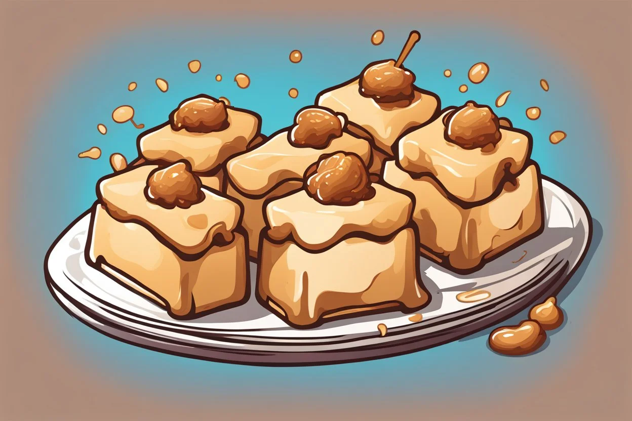 deep fried cheesecake bites, clean vector style, bold outline