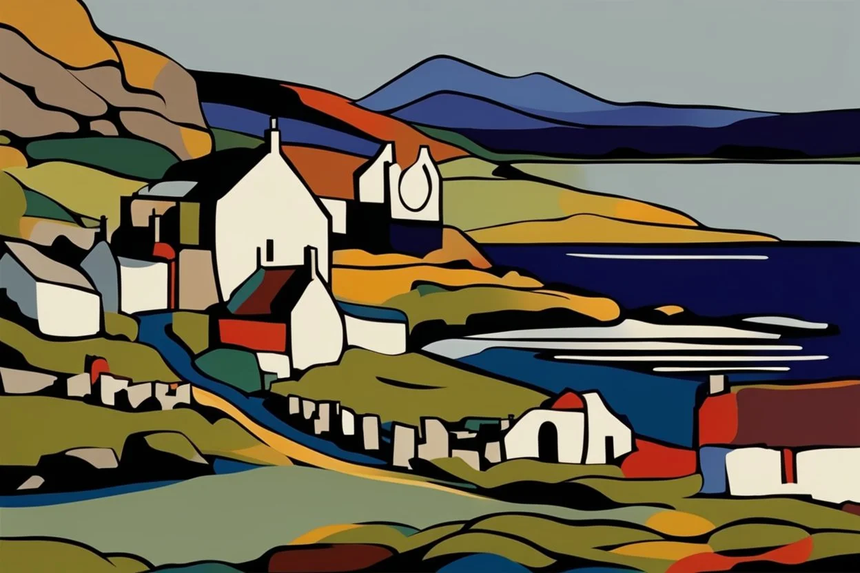 abstract landscape of iona in the style of the Scottish colourists