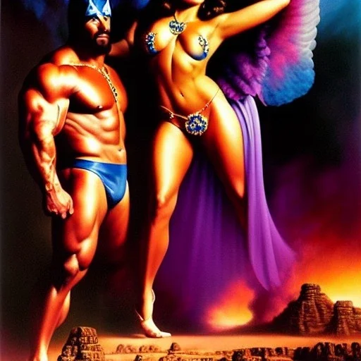 portrait oil on canvas,'And they were both naked, the man and his wife, and were not ashamed',comic book cover, mystical colors,insanely detailed,realistic,intrincate detail, 16k resolution, masterpiece,Simon Bisley,Frank Frazetta,Alex Horley,ARTHUR ADAMS