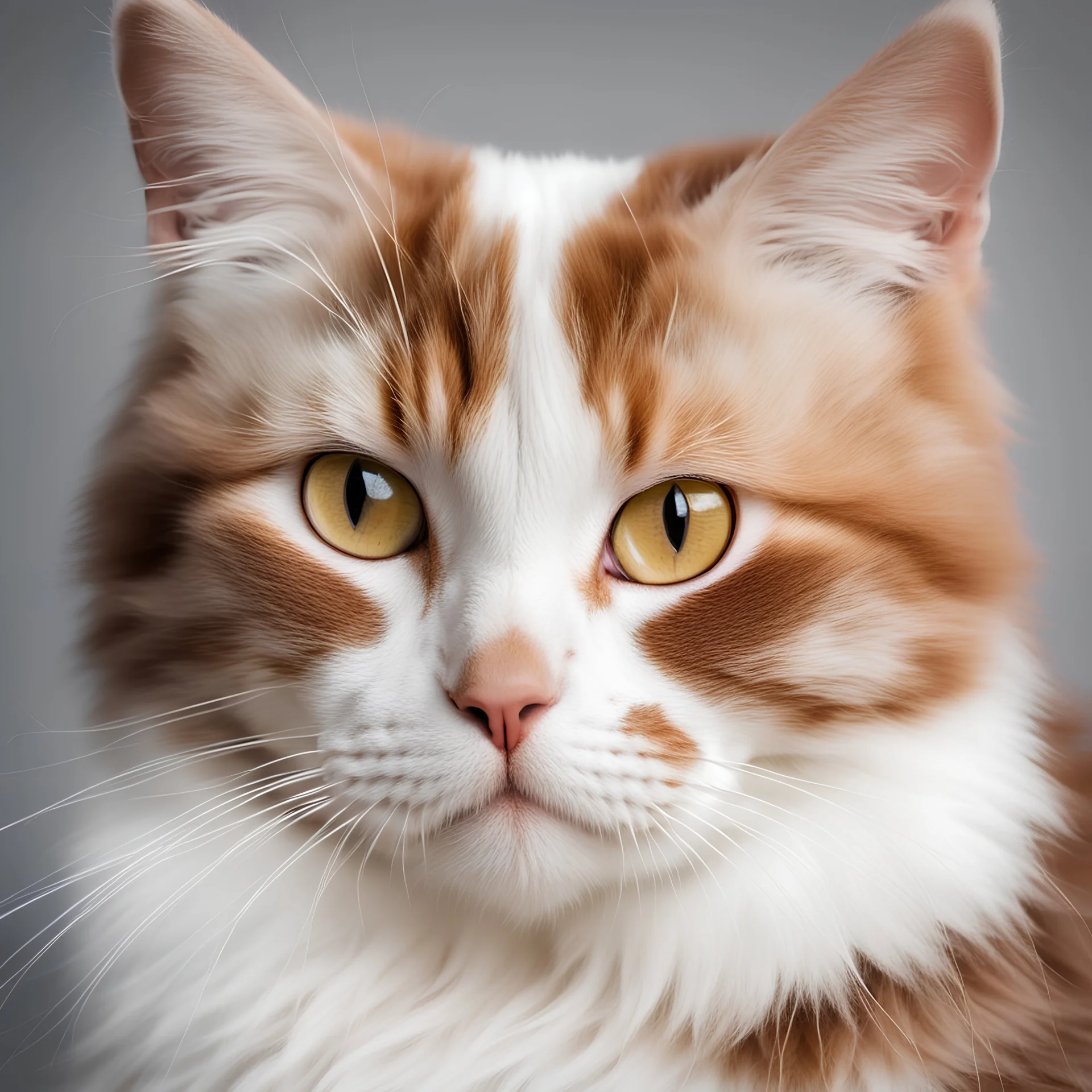 Close up of a beautiful cat, white and brown