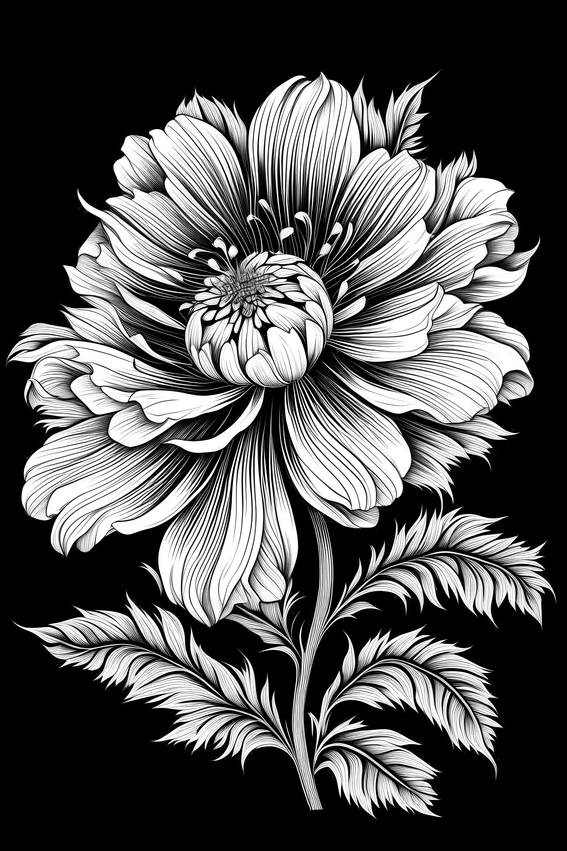 Ambrosia flower BLACK WITHE DRAWING