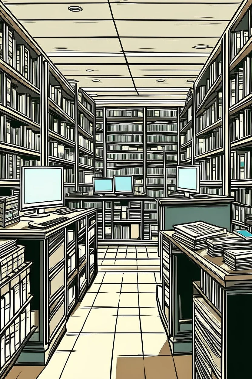 The library is serviced by state-of-the-art computers, book search. Expression. High-quality drawing, 8K