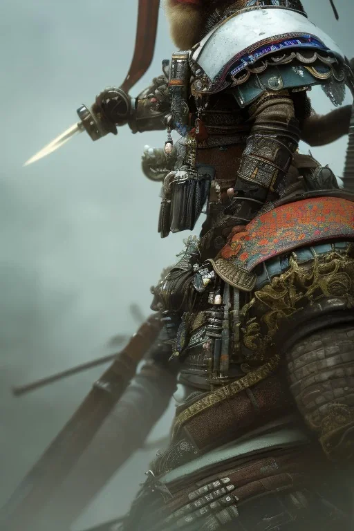 full portrai of samurai gaspunk,high detail, volumetric lighting, tiny features, intricate detail,volumetric clouds