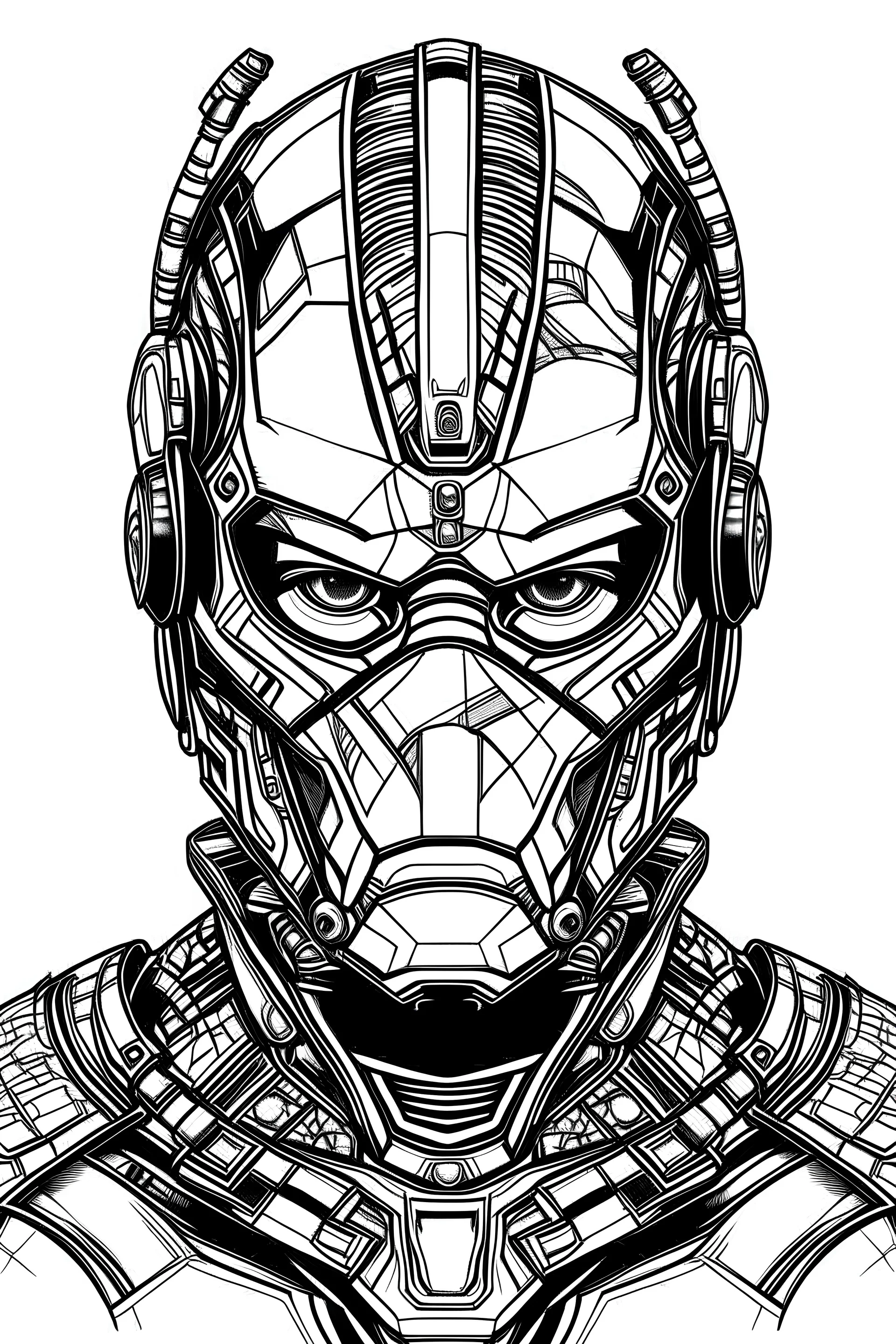 antman coloring page for kids, white background, clean line art, fine line art HD AR 2:3