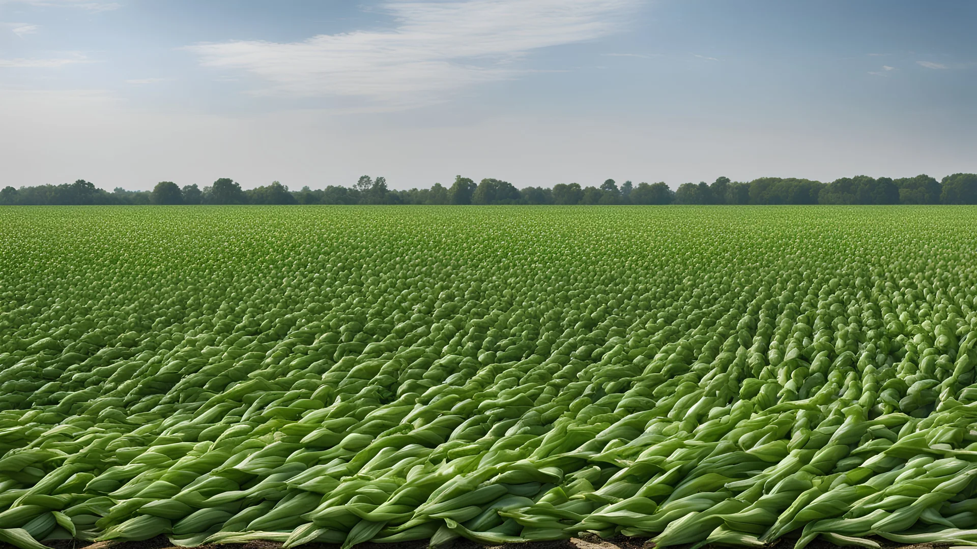 a huge area, a field of fresh green corn