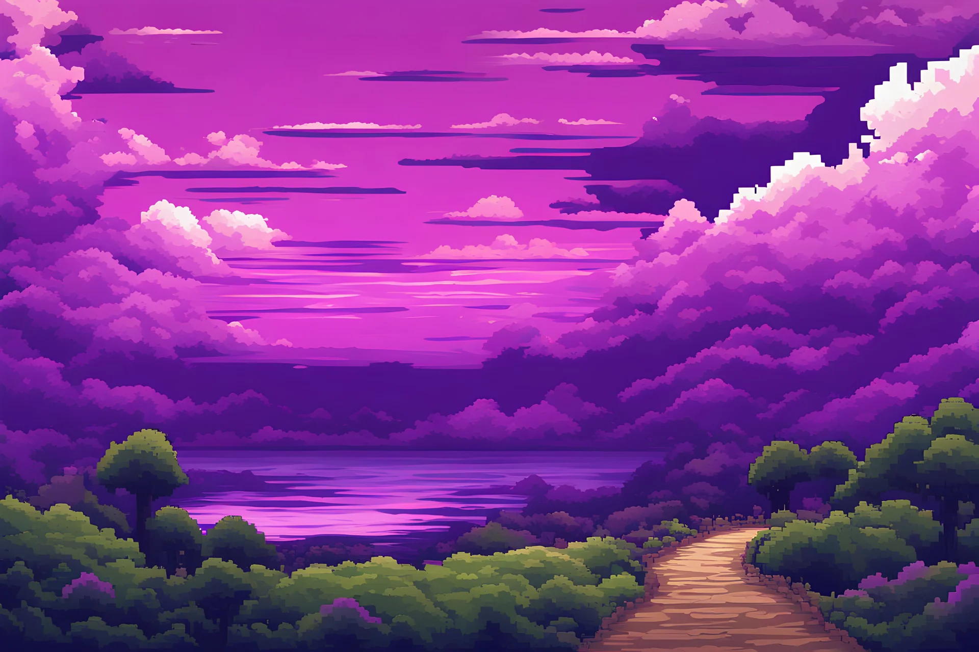 Purple SKY WITH CLOUDS BACKGROUND PIXEL ART