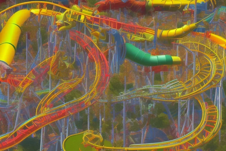 FUN PARK ROLLERCOASTER .andy warhol. 2m , 8k , hyperdetails . realistic photo , ureal engine , full colors