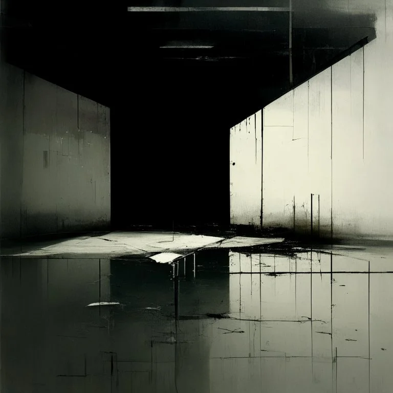 Minimal abstract oil paintings desolate 1960s carpark concrete fragments in a rain storm. style of Justin Mortimer and Francis Bacon. road markings.