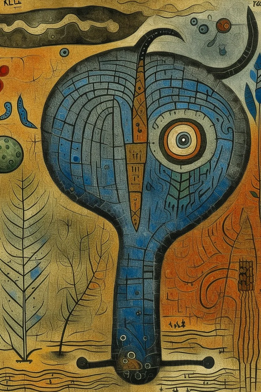 A tan earth elemental earthworm painted by Paul Klee