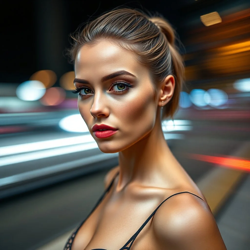 stunning photograph of a beautiful woman shot in HD, hyperrealistic, blurred motion background --ar 1:2 --personalize 2gwf1qc --stylize 750 --v 6. 1