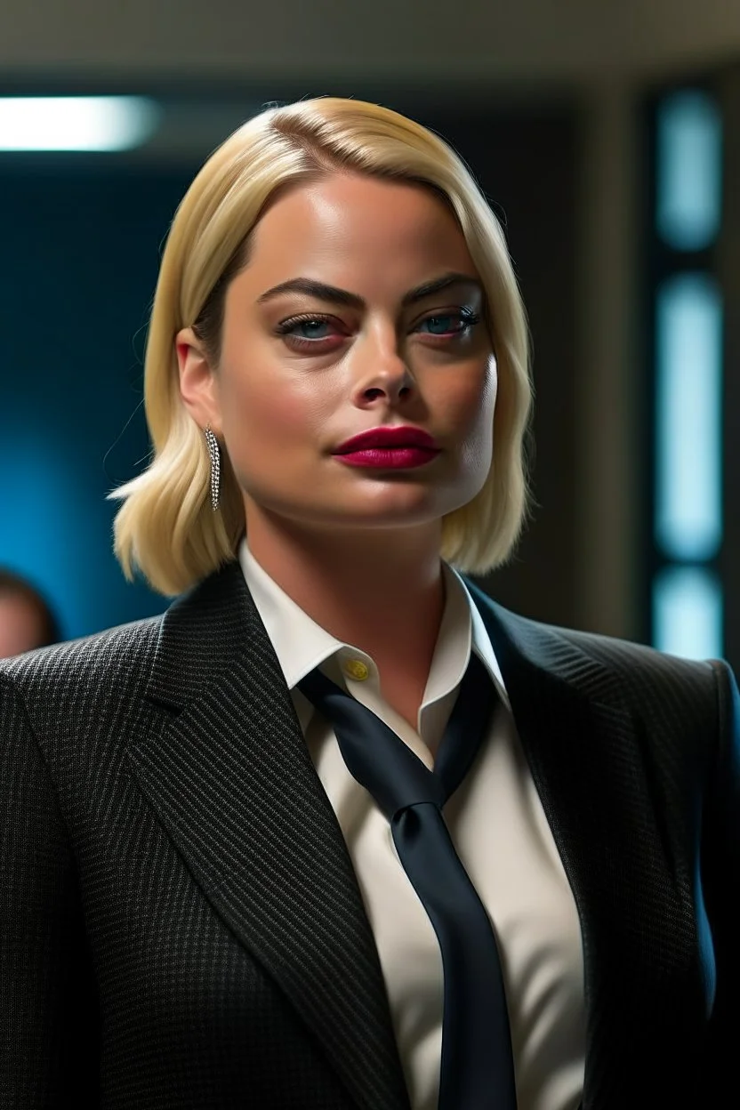 fat margot robbie in suitt