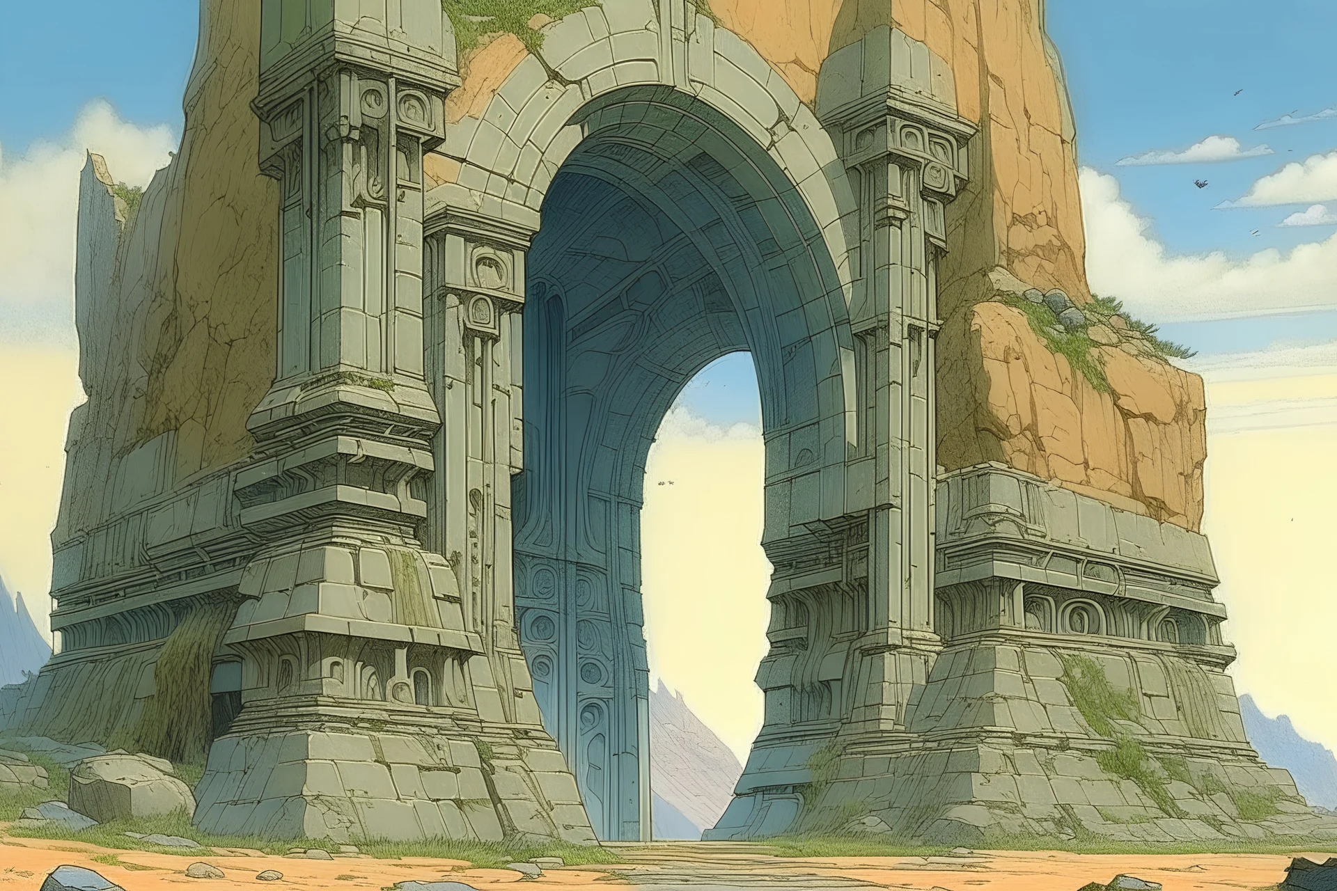 ancient megalithic gate by moebius