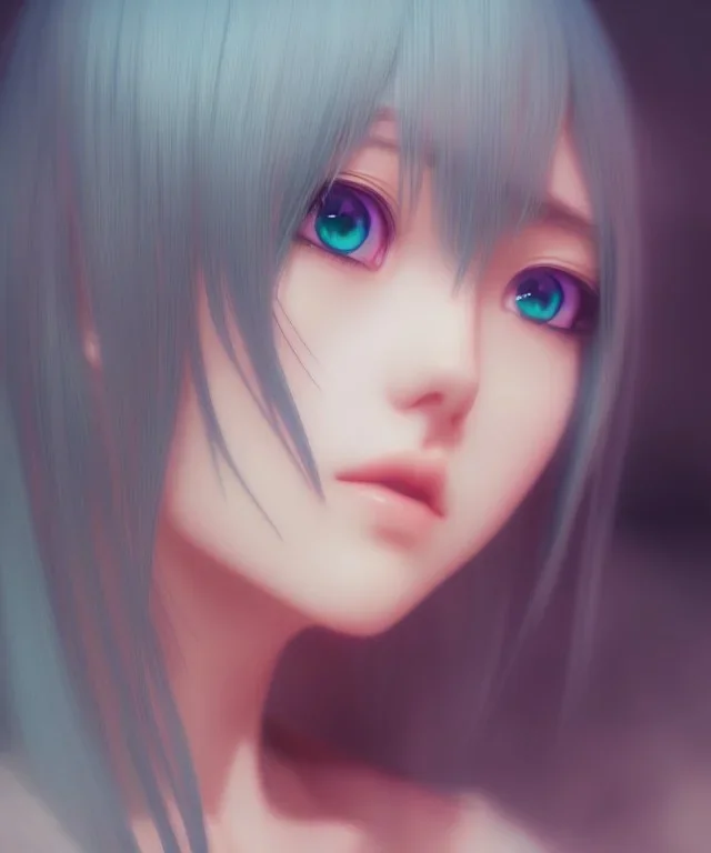 the most beautiful cute anime girl portrait with highly detailed eyes, professional 3d visualisation in pastel colours, by wlop, intricate linework, trending on artstation, unreal engine 5 highly rendered