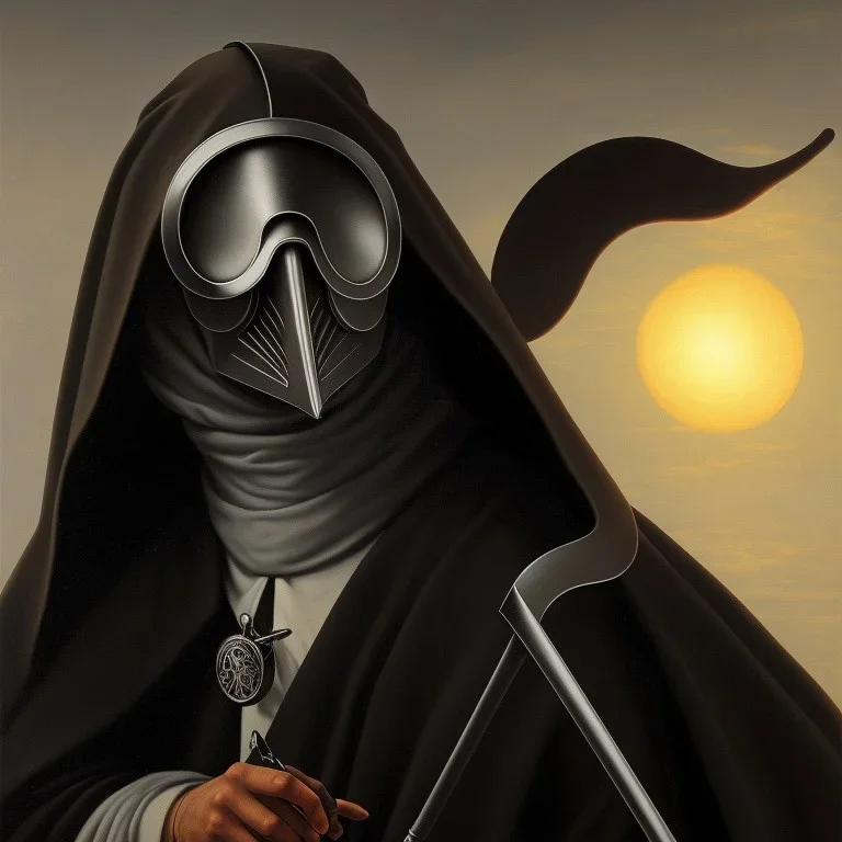 A portrait of a plague doctor, art by Rockwell Kent trending on artstation