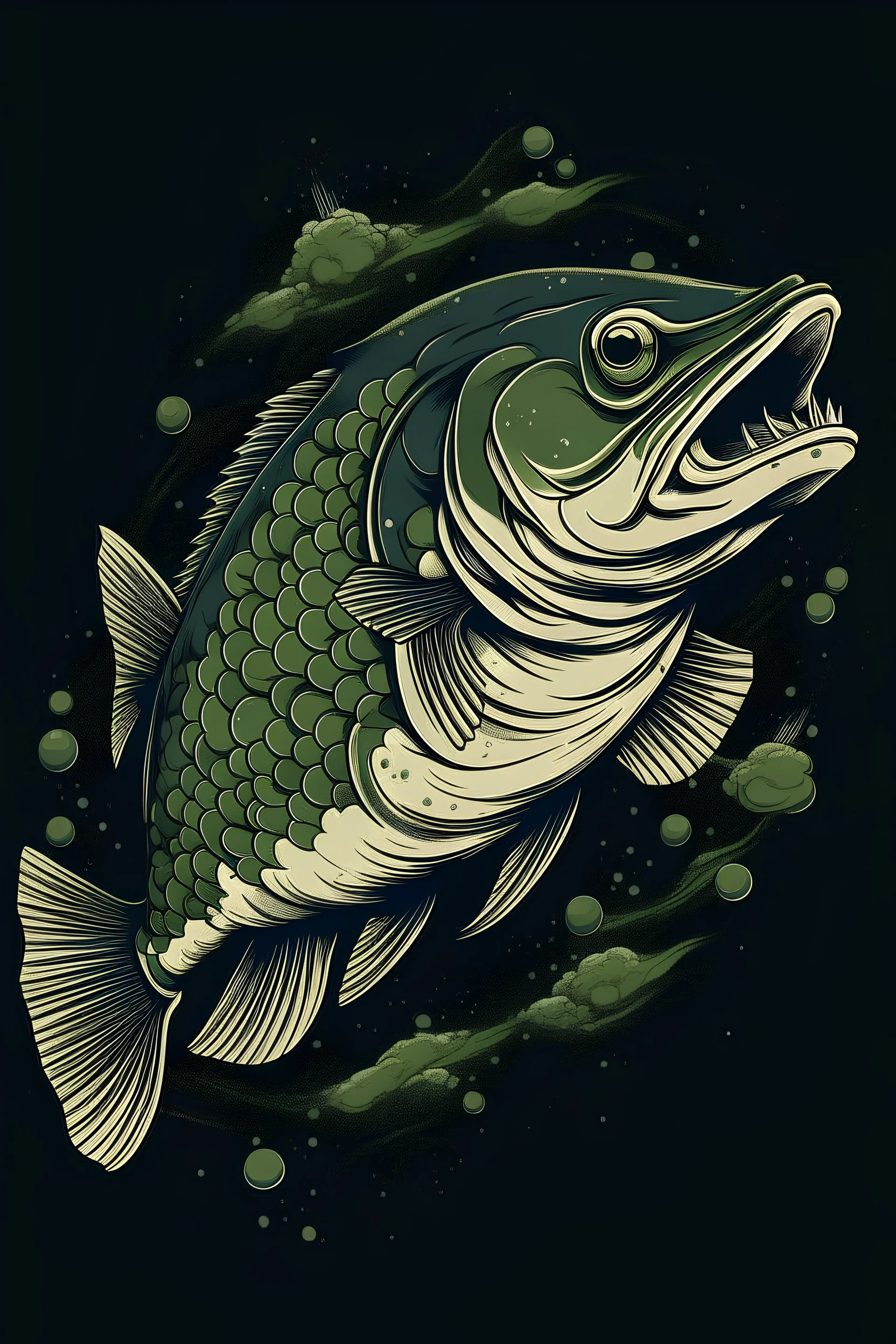 A largemouth bass fo a tshirt