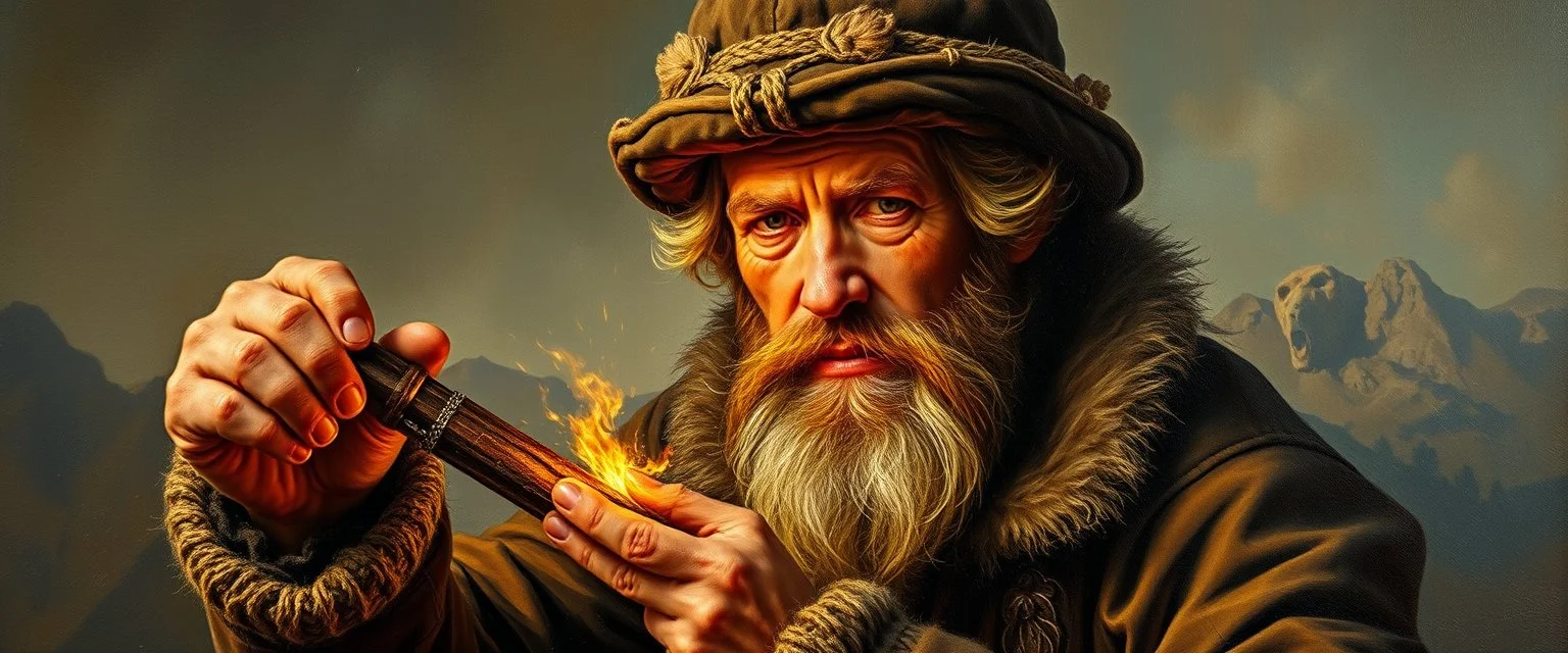 master oil painting by Rembrandt, klondyke gold digger