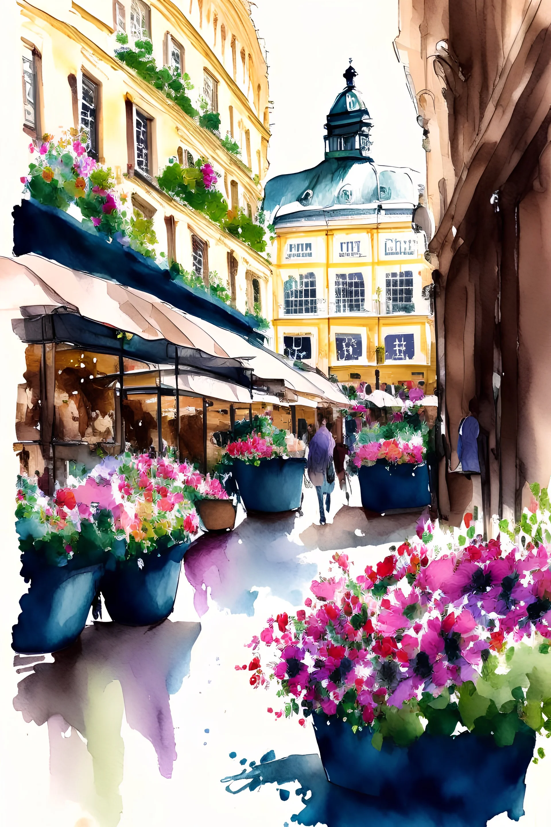 covent garden london water colour with flower inside