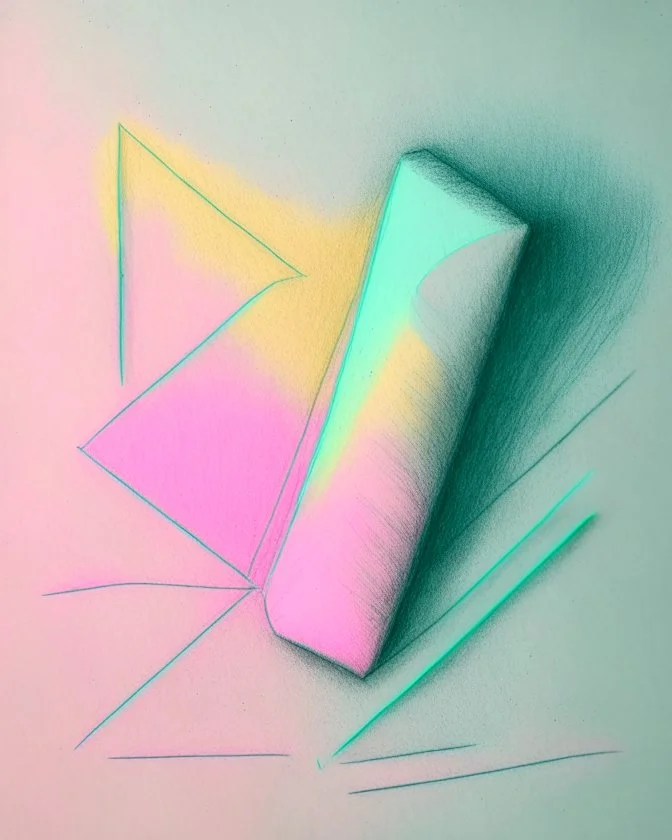 Abstract pastel chalk with sketchy pencil outlines