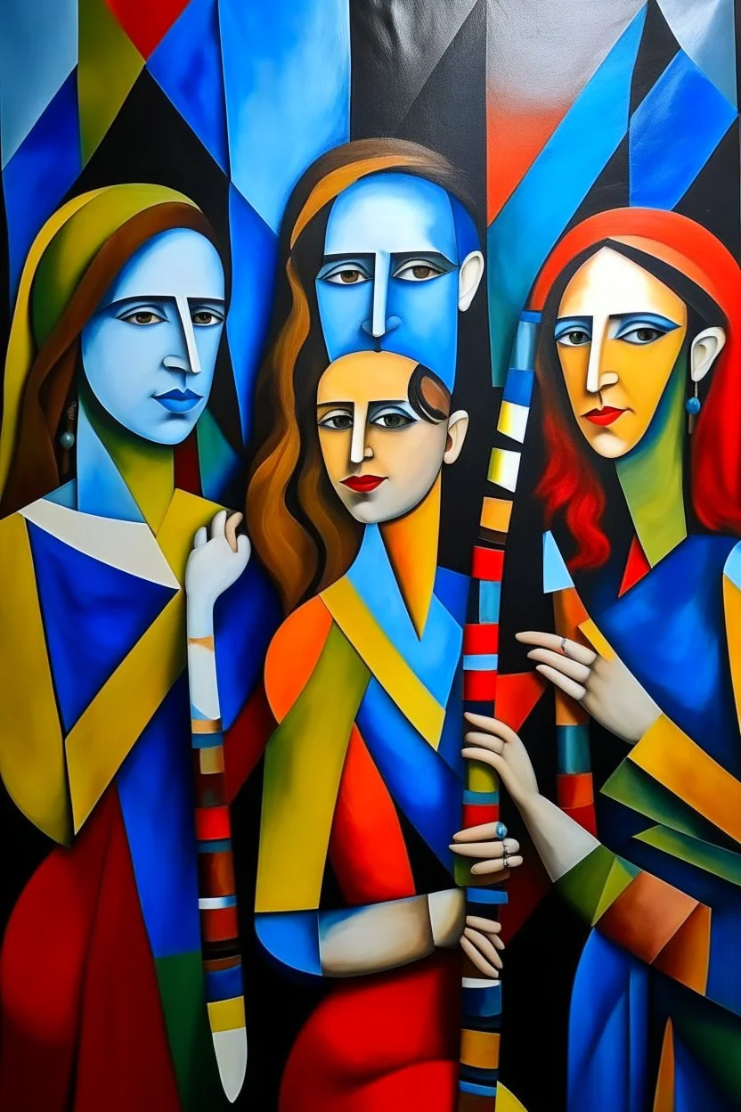 picasso style cubism 5 people