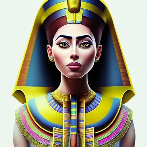 a Portrait of Egyptian queen Nefertiti as studio ghibli